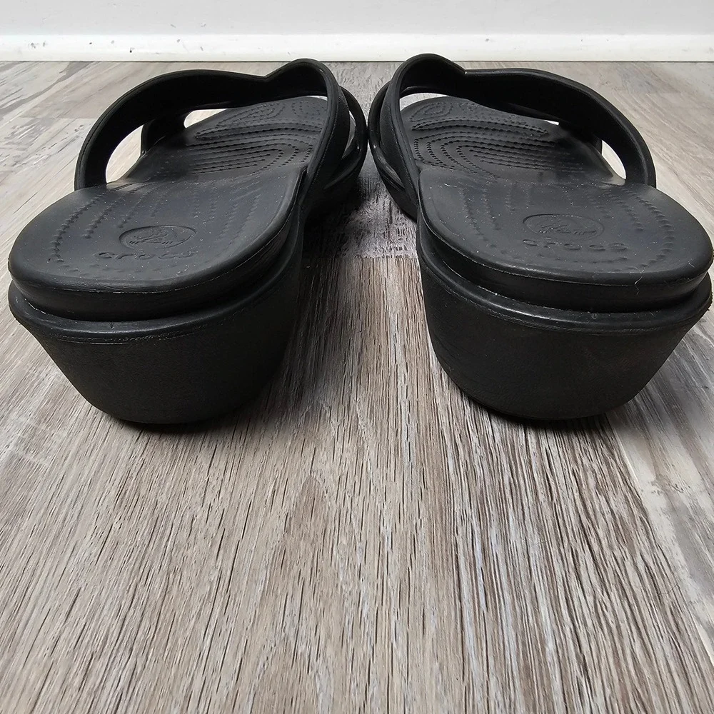 Crocs Women Patricia II Strappy Wedge Sandal Size 11 Black Comfort Gorpcore